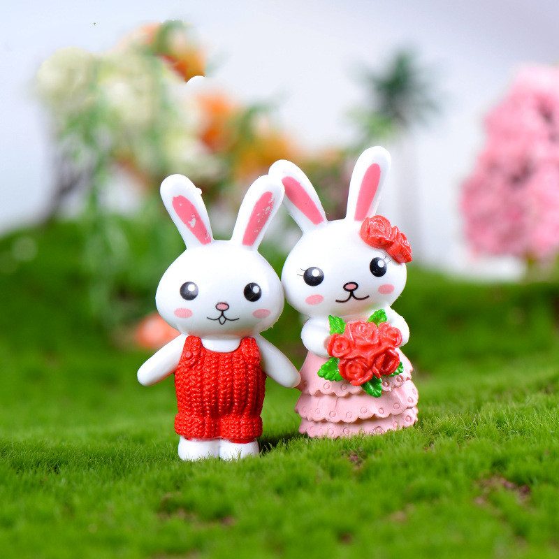 Mini Fairy Garden Animals Cartoon Rabbit Figurine Dolls Pot Bonsai Resin Car Interior Decoration Terrariums Fairy Garden Decoration Wholesale Fairy Garden Accessories Supplies Lovely Mini Rabbit Small Kids Toys Room Decor